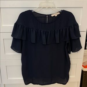 Ann Taylor Loft Mixed Media Ruffle Top